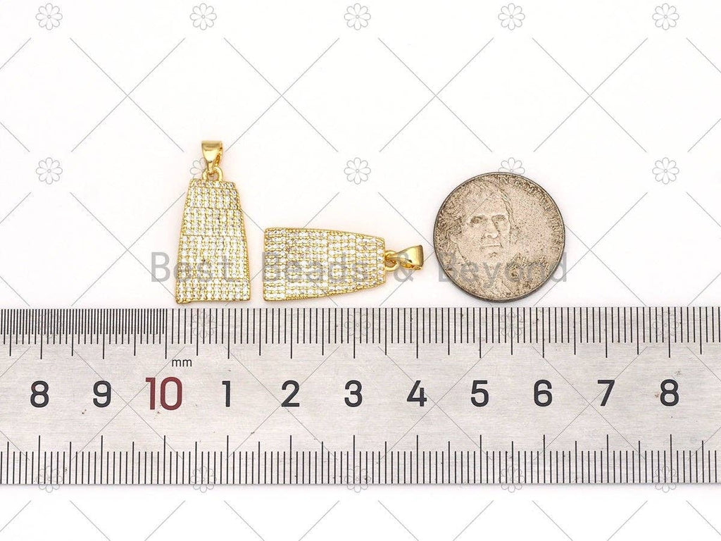 CZ Micro Pave Bell Shape Pendant, 18K Gold Filled Cubic Zirconia Charm, Necklace Bracelet Charm Pendant,12x22mm, Sku#LK474