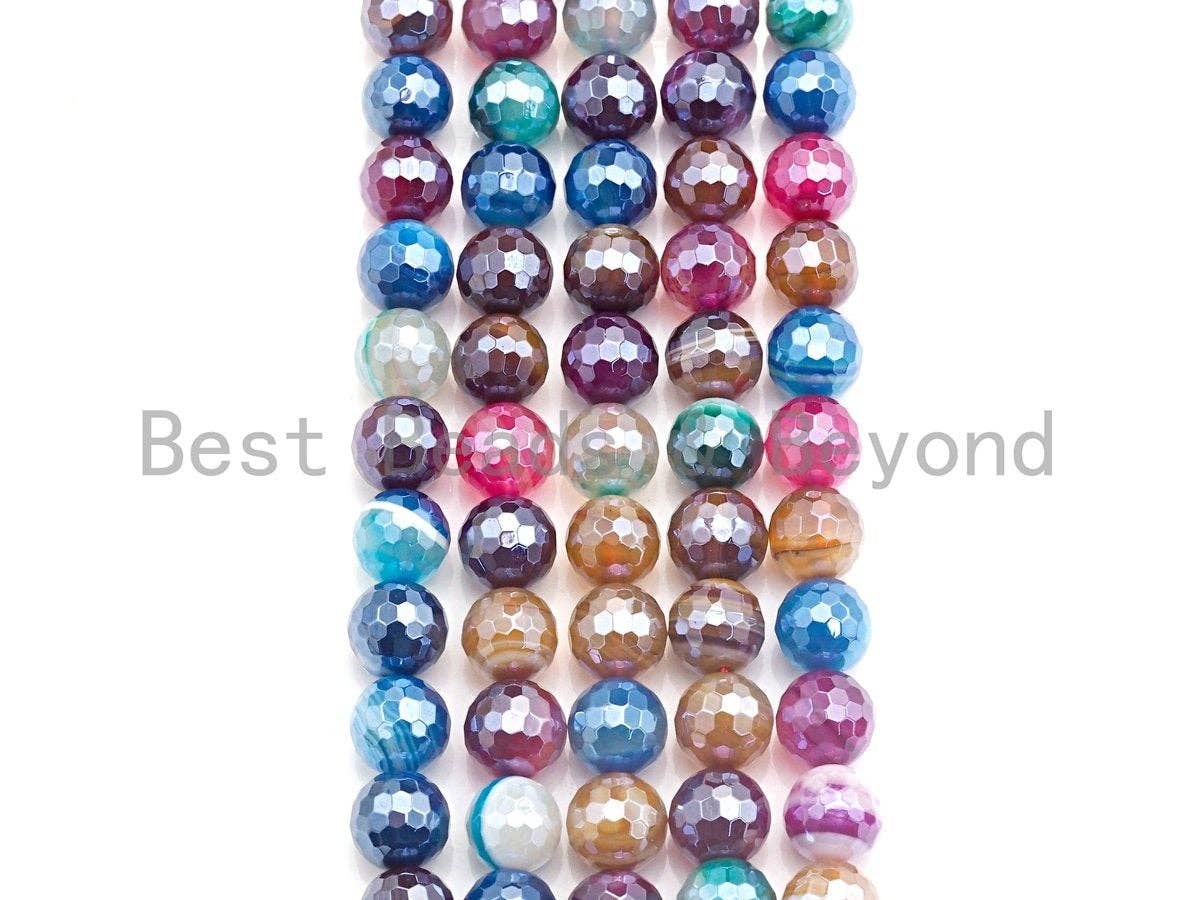 Mystic Multicolor Agate, round faceted agate 6mm/8mm/10mm/12mm, sku#U689