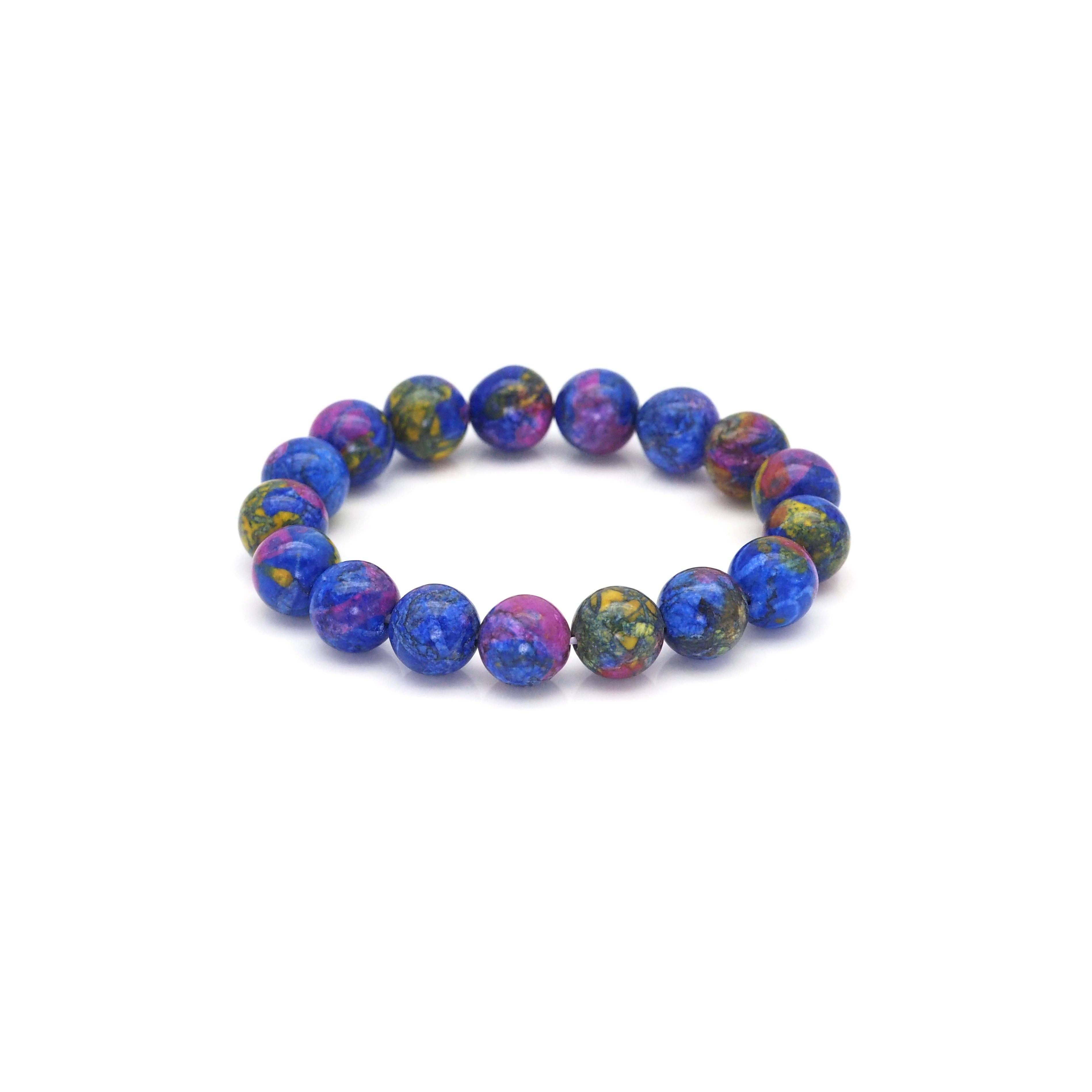 Galaxy Jade Round Smooth Stretchy Bracelet, Sku#U1723