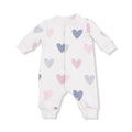 Hearts - Baseball Collar Romper with Front Placket