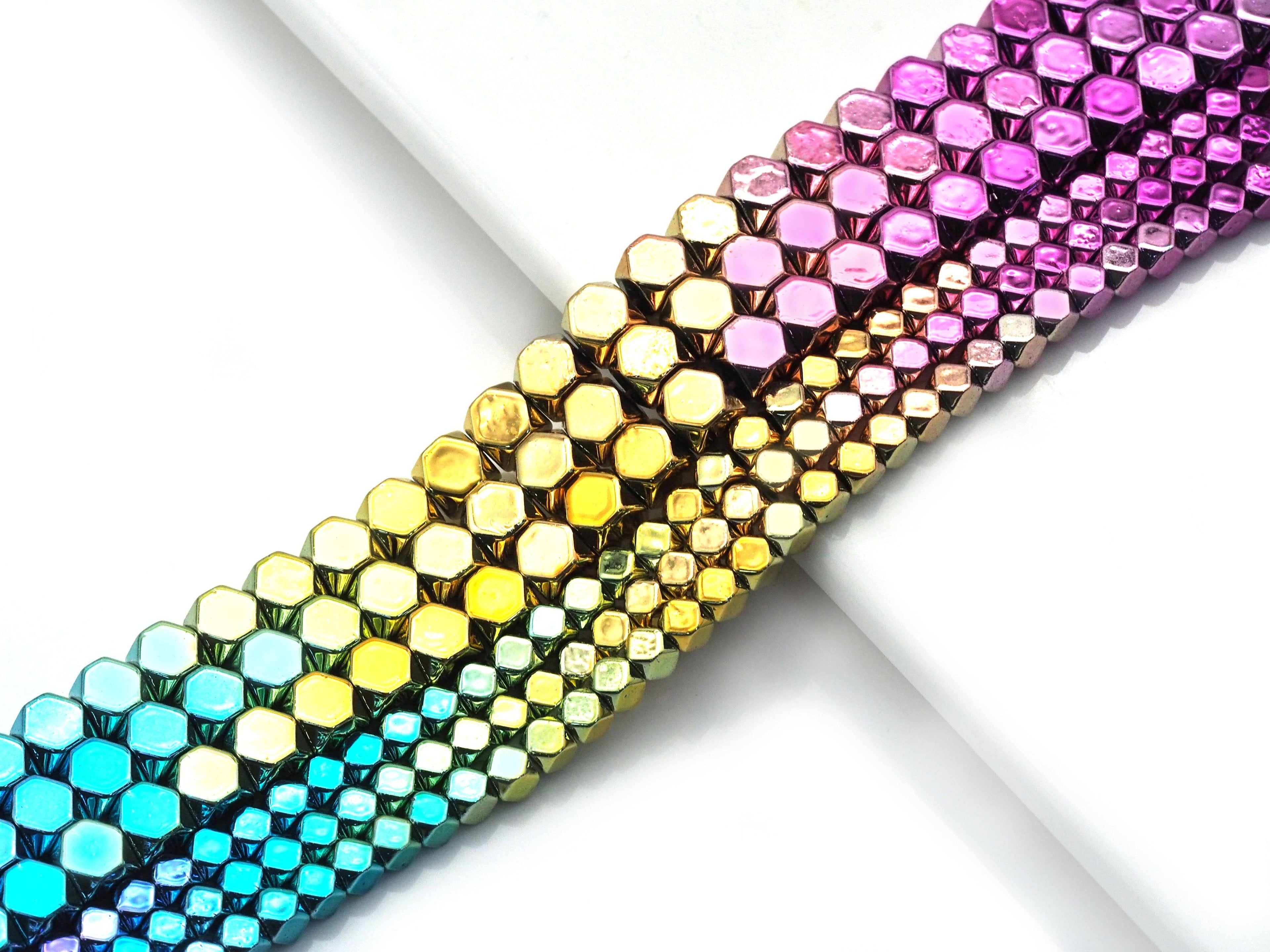 Natural Rainbow Hematite Cube Smooth Beads, Sku#S146