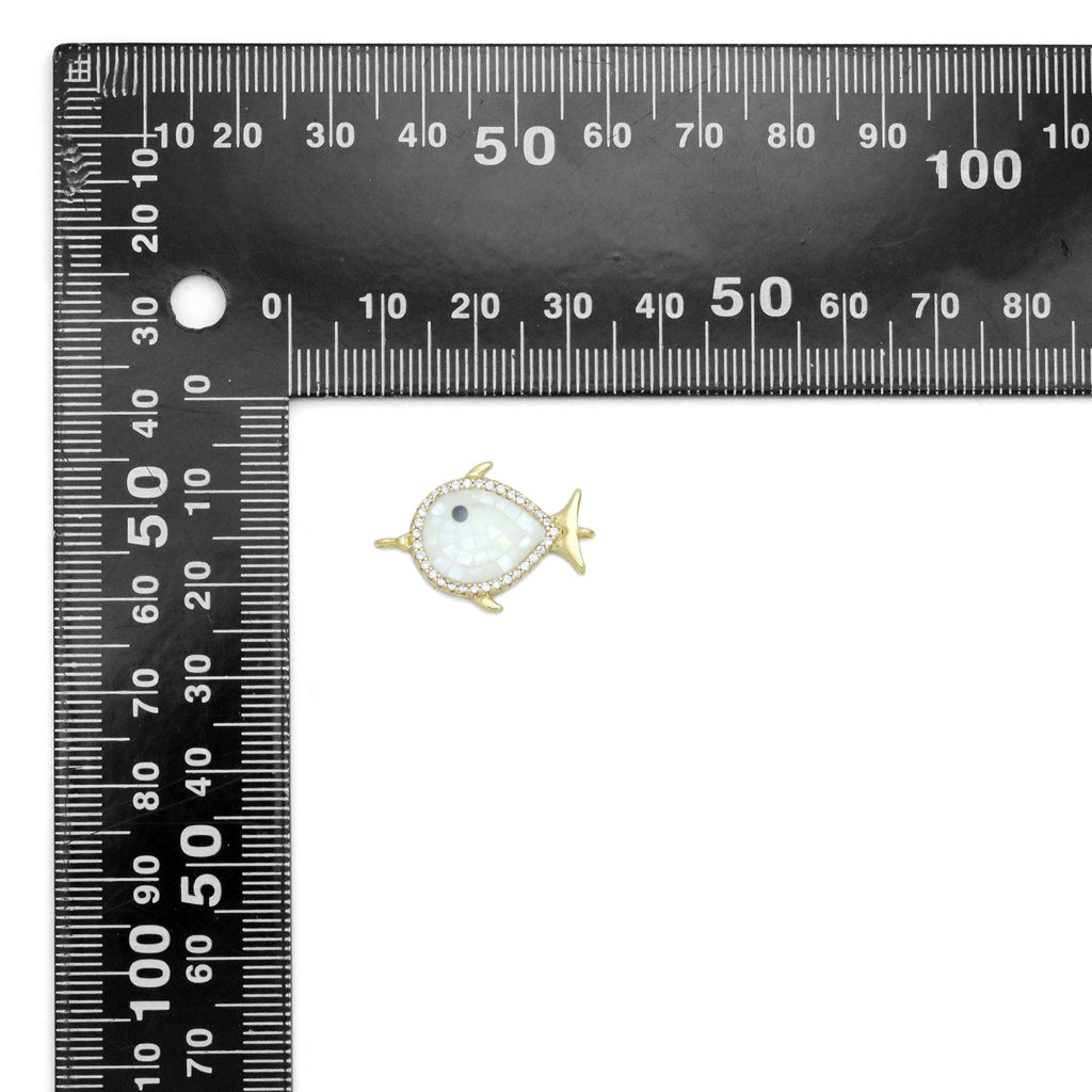White Mother-of-pearl Fish Connector Charm, Sku#WL3