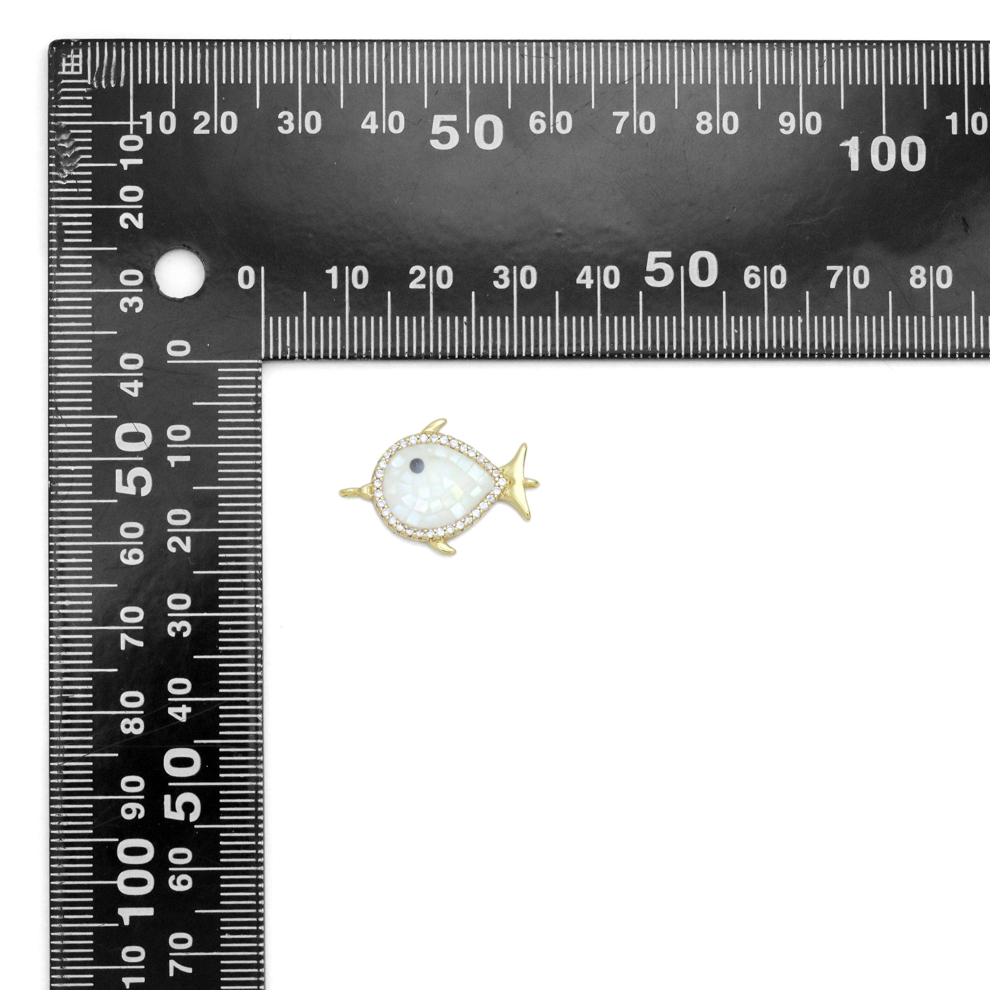 White Mother-of-pearl Fish Connector Charm, Sku#WL3