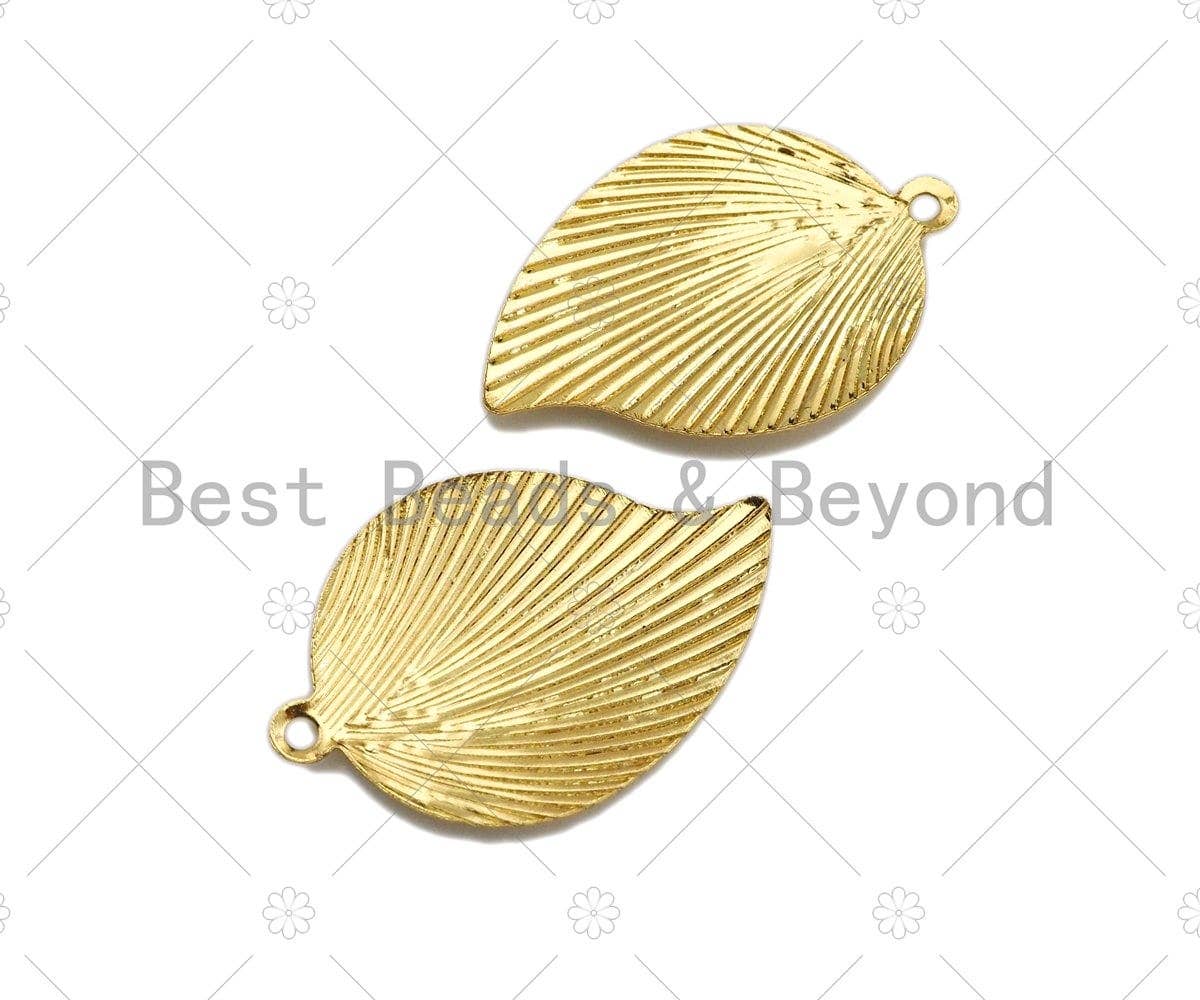 Brushed Gold Leaf Shape Charm/Pendant,  Thin Leaf Shape Charm, Gold Pendant, Gold plated charm, 15x23mm, Sku#Y326