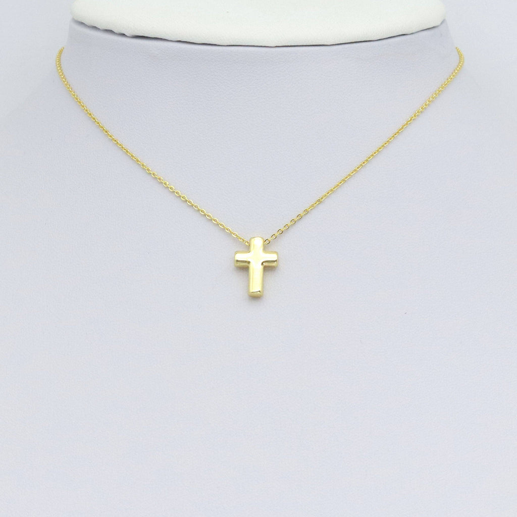 3D Gold Cross Shape Charm Pendant, Sku#LD675