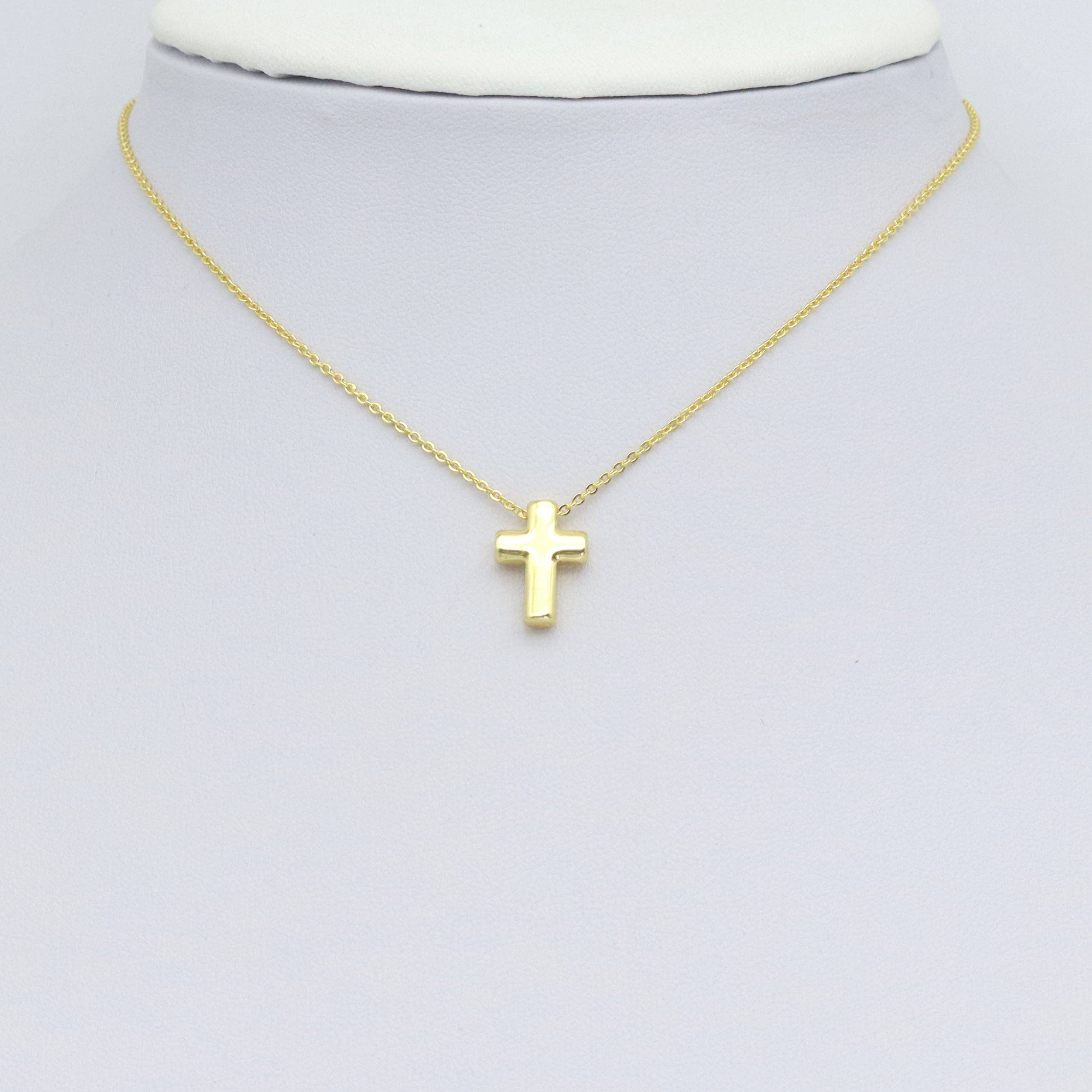 3D Gold Cross Shape Charm Pendant, Sku#LD675