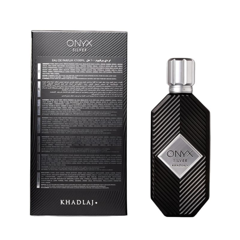Khadlaj Onyx Silver for Men Eau De Parfum Spray, 3.4 Ounce
