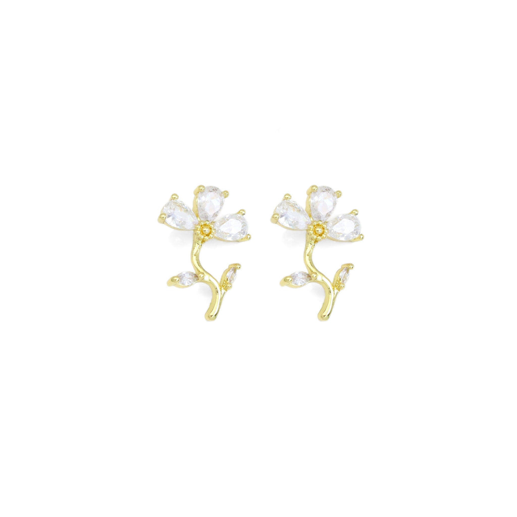 Teardrop CZ Gold Flower Charm, Sku#LK916
