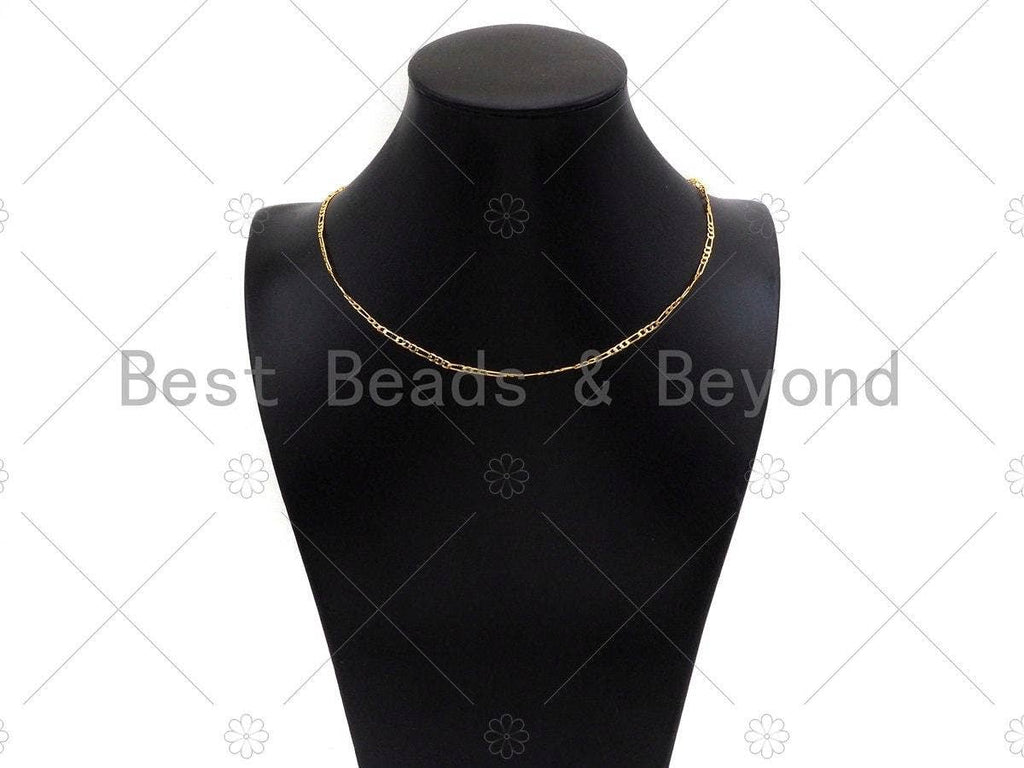 18K Gold Finished Figaro Chain Necklace,SKU#JD04/LD593