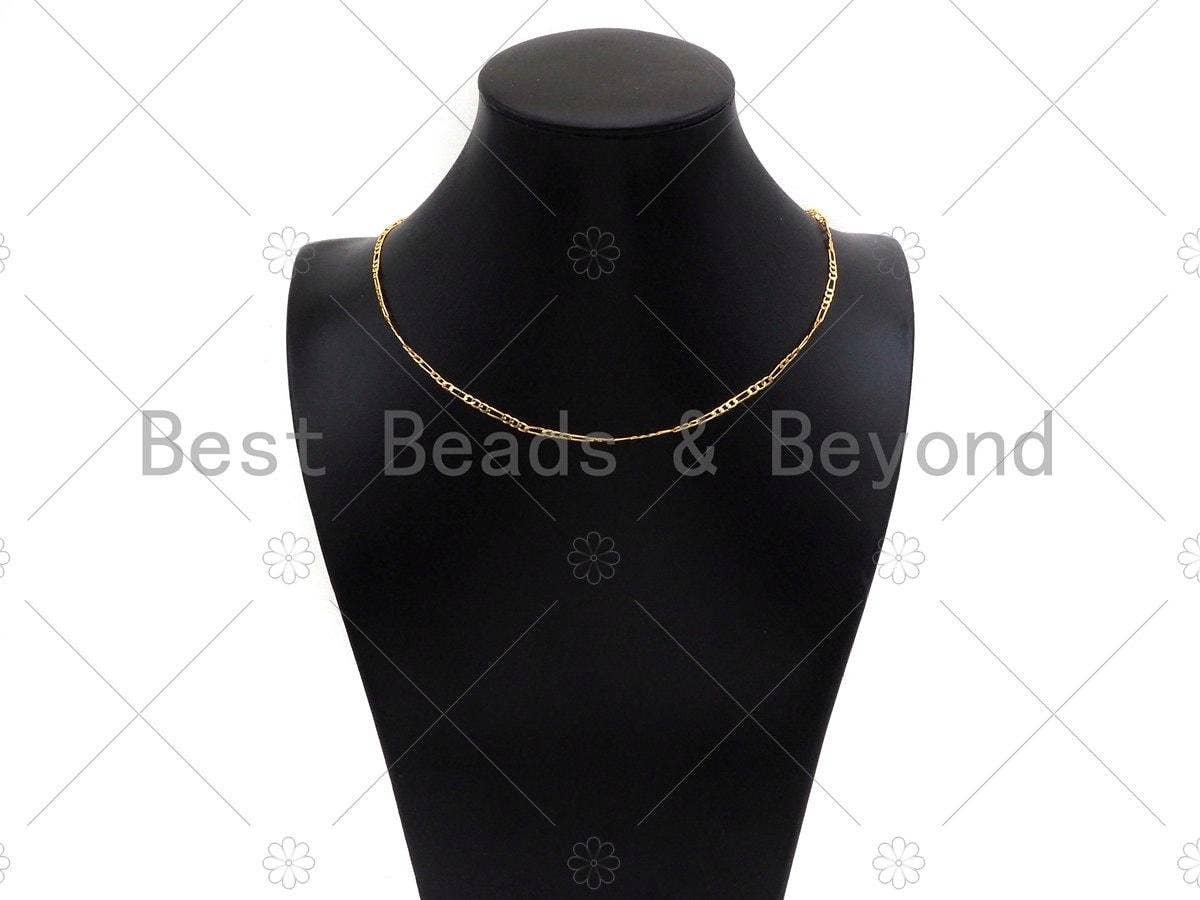 18K Gold Finished Figaro Chain Necklace,SKU#JD04/LD593