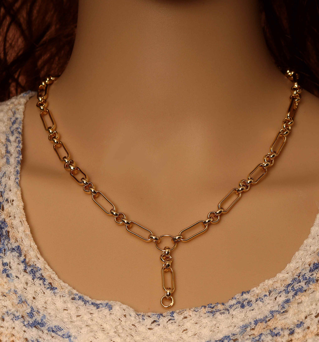 Custom Thick Mixed Paperclip Drop Chain Necklace, sku#EF165