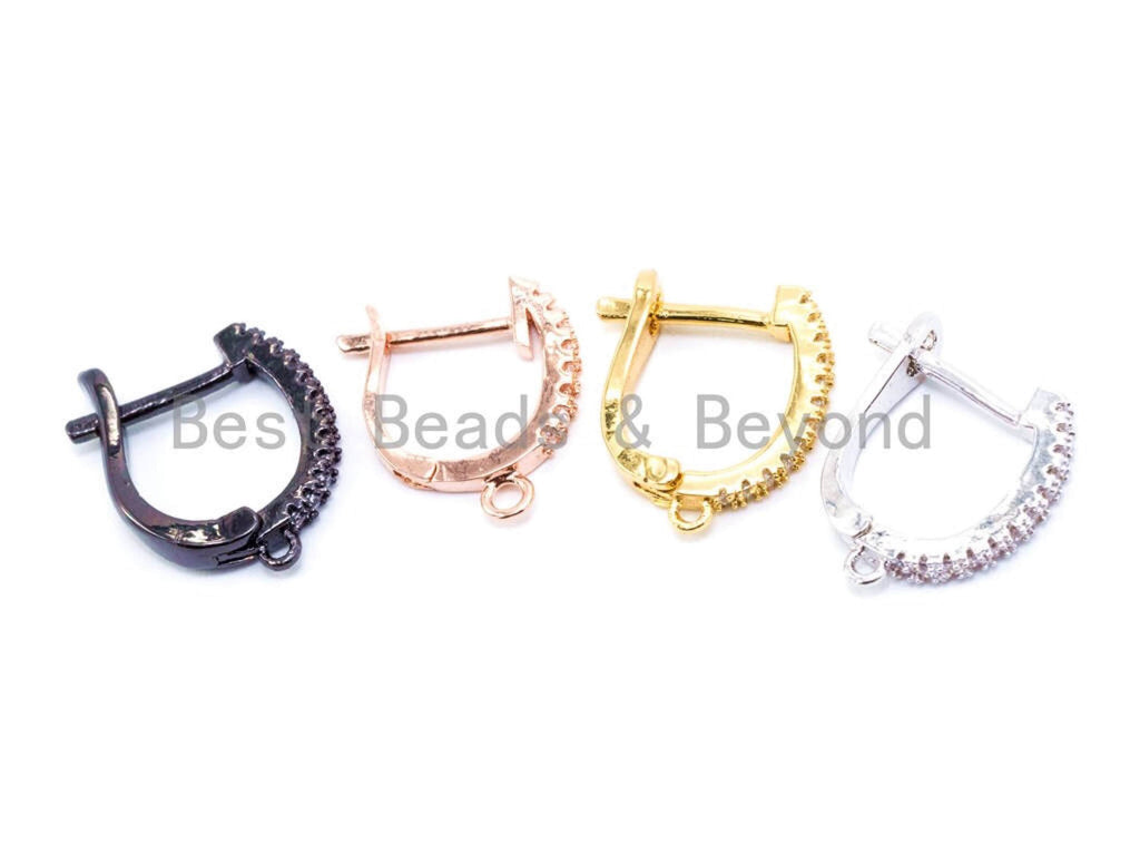 1pair, CZ Micro Pave Latch Back Earring Wires Hooks, Lever b