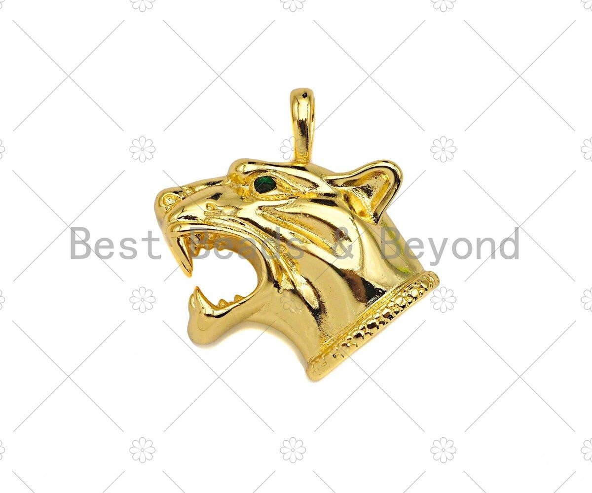 18K Gold Filled Tiger Head, Panther Head Pendant