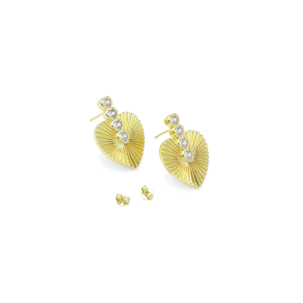Gold Silver Radical Heart Shape Stud Earrings, Sku#LX767