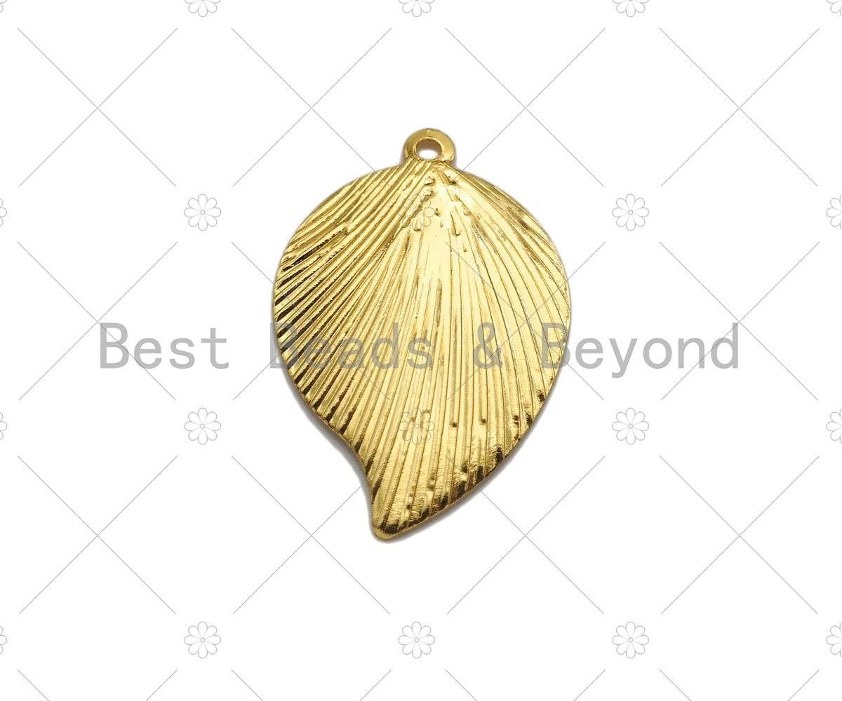 Brushed Gold Leaf Shape Charm/Pendant,  Thin Leaf Shape Charm, Gold Pendant, Gold plated charm, 15x23mm, Sku#Y326