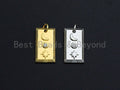 CZ Micro Pave Moon And Star On Rectangle Shaped Pendant/Charm, Cubic Zirconia Pendant Charm,10x18mm,sku#Z556