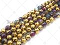 Half Gold Plated Mixed Color Agate Beads, UA136