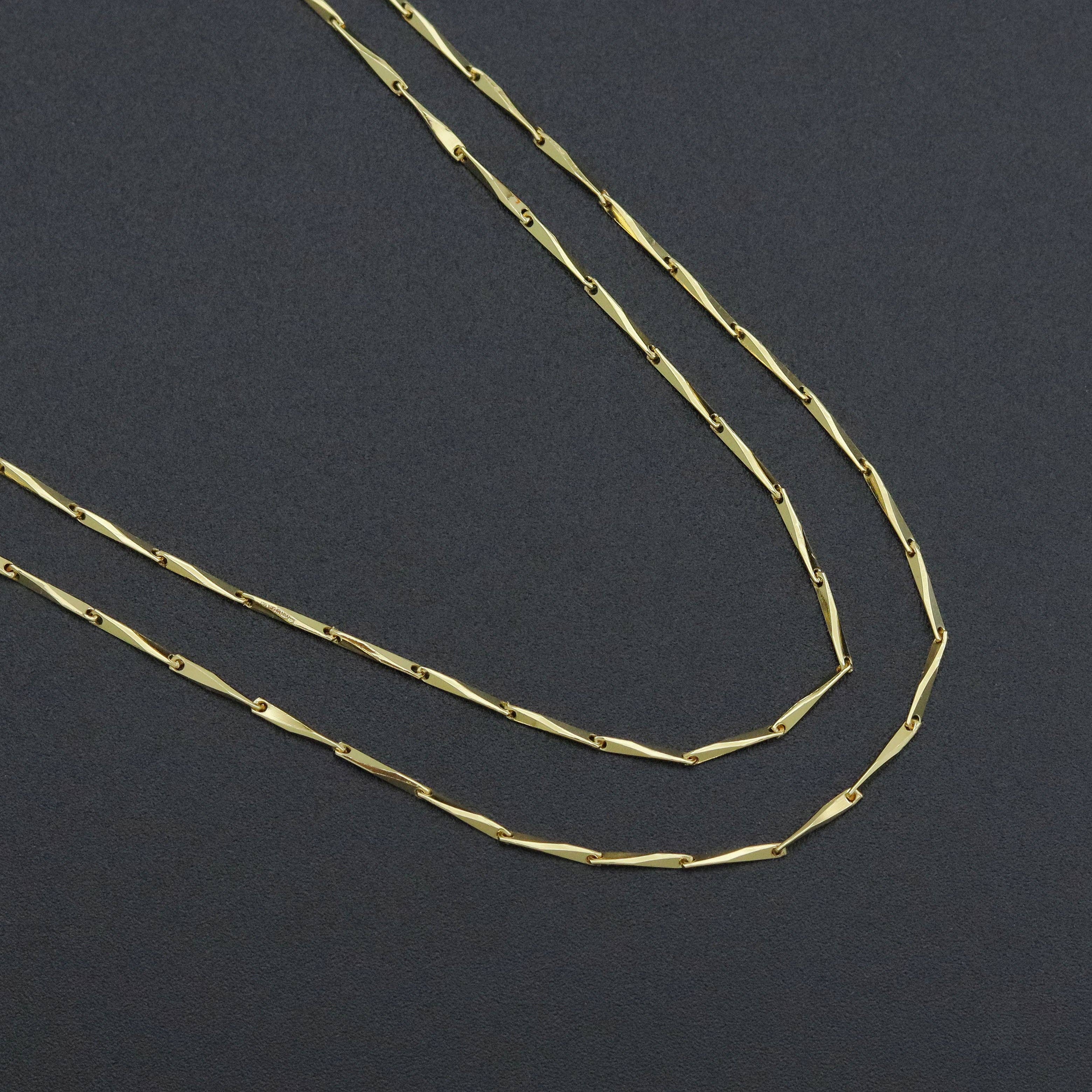 Dainty Gold Triangle Chain Necklace, Sku#LD542