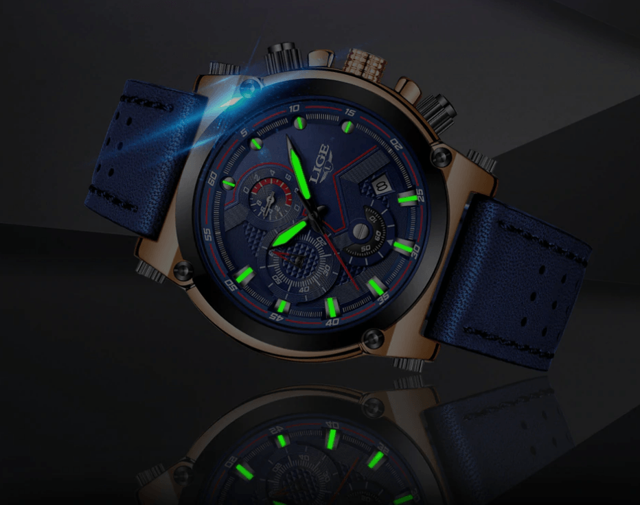 Montre Moderne Étanche pour Homme avec Bracelets en Cuir, Boîtier en Acier Inoxydable, Excellent Look, Cadeau Parfait