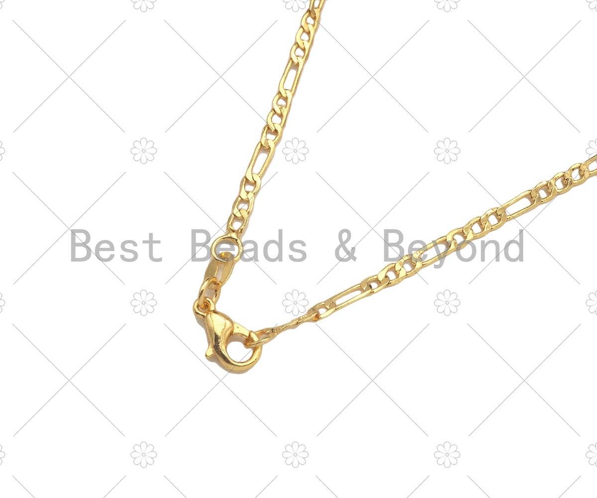 18K Gold Finished Figaro Chain Necklace, 3mm Figaro Chain Necklace, ,sku#JD04/LD593