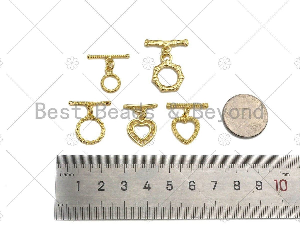 1 Set Round Ring/Heart With Bar Toggle Clasp,Necklace Bracelet Gold Toggle Clasp,21x15mm/20x13mm/20x13mm/20x9mm/16x14mm, Sku#JL25