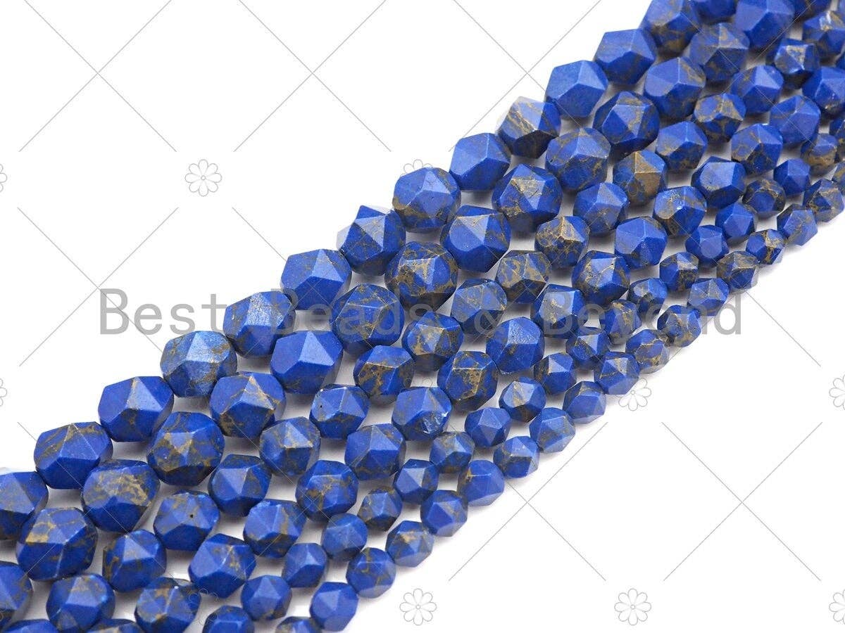 Golden Lapis Blue Imperial Jasper Round Diamond Cut Beads, 6mm/8mm/10mm Imperial Jasper, 15.5'' Full Strand, Sku#U1135