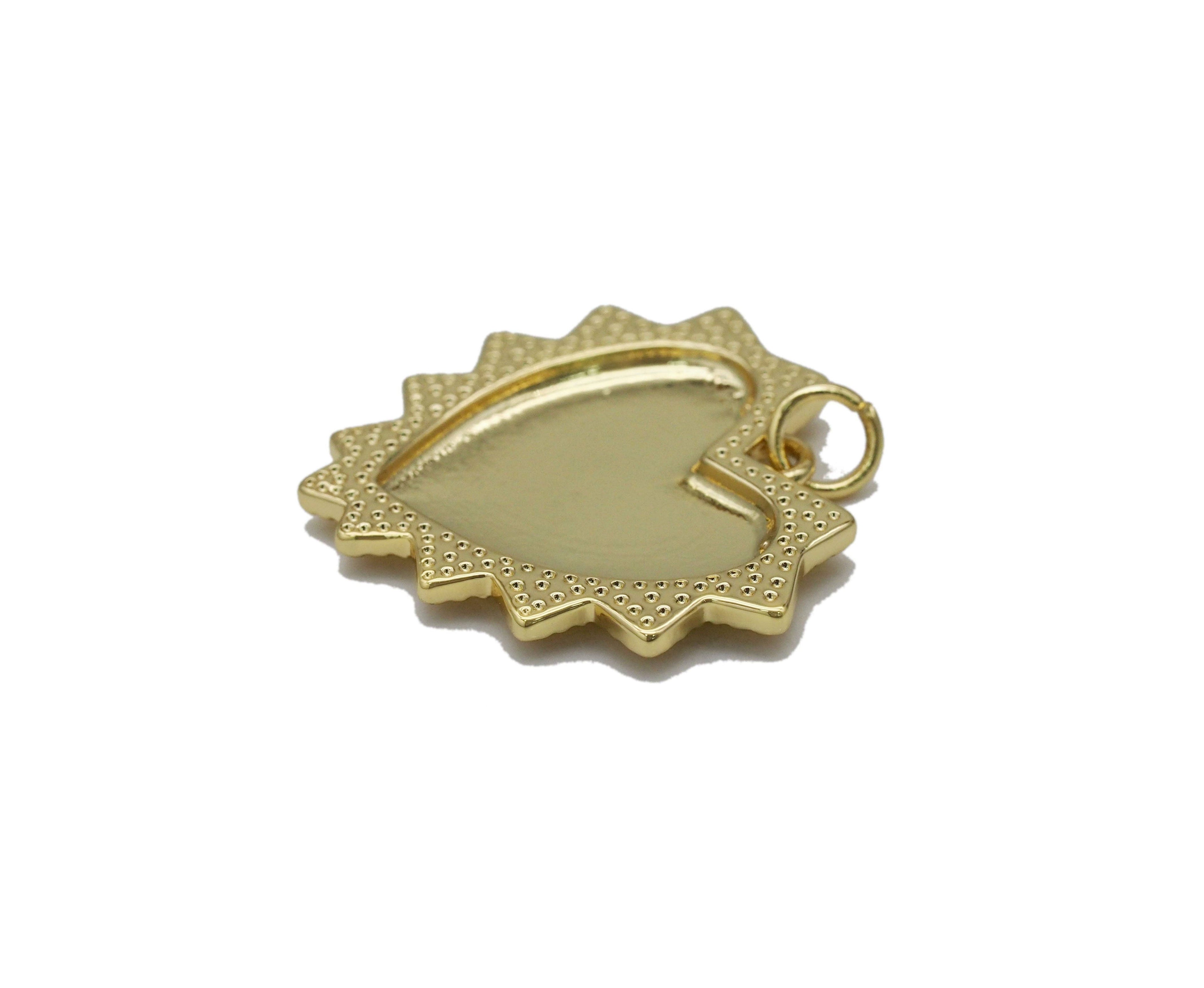 Gold Star On Spike Heart Pendant, Sku#LX104