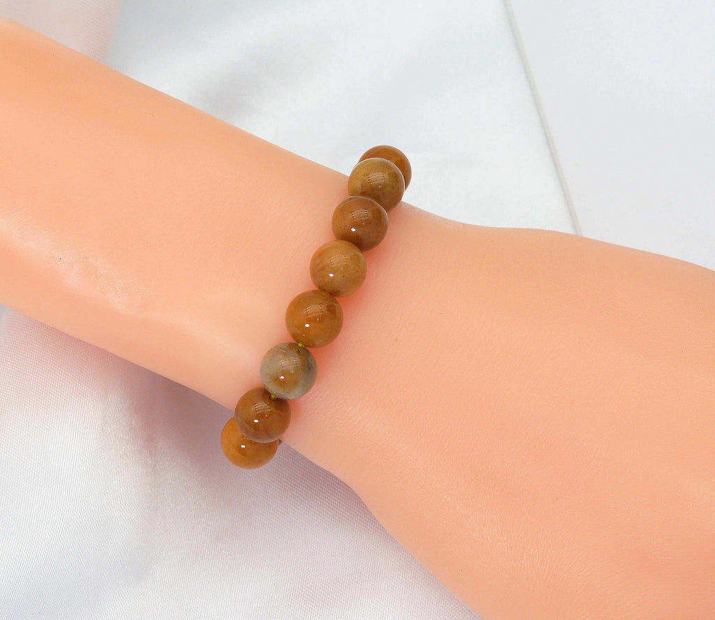 Genuine Goldstone Round Smooth Stretchy Bracelet, Sku#EF144