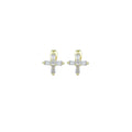 Baguette CZ Gold Cross Stud Earrings, Sku#LD656