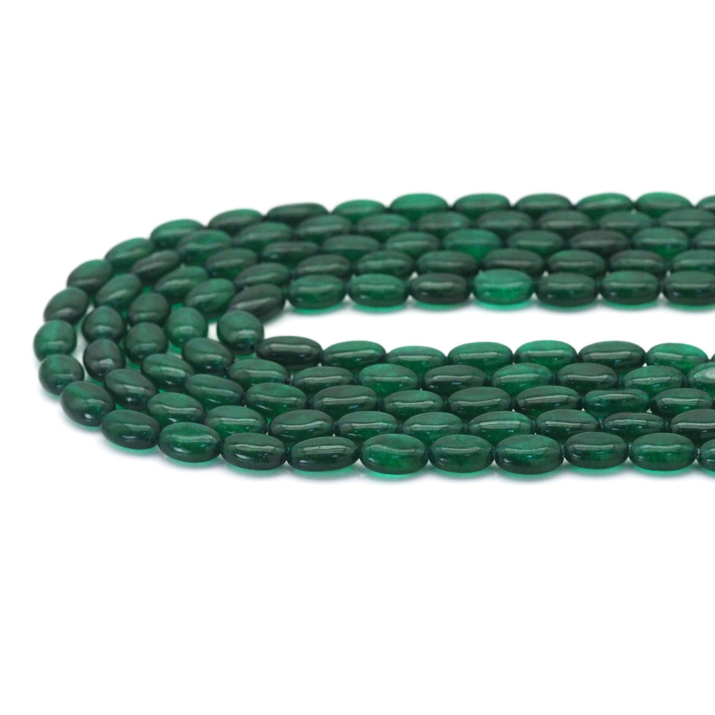 Emerald Jade in Flat Oval Smooth Beads, Sku#U1774