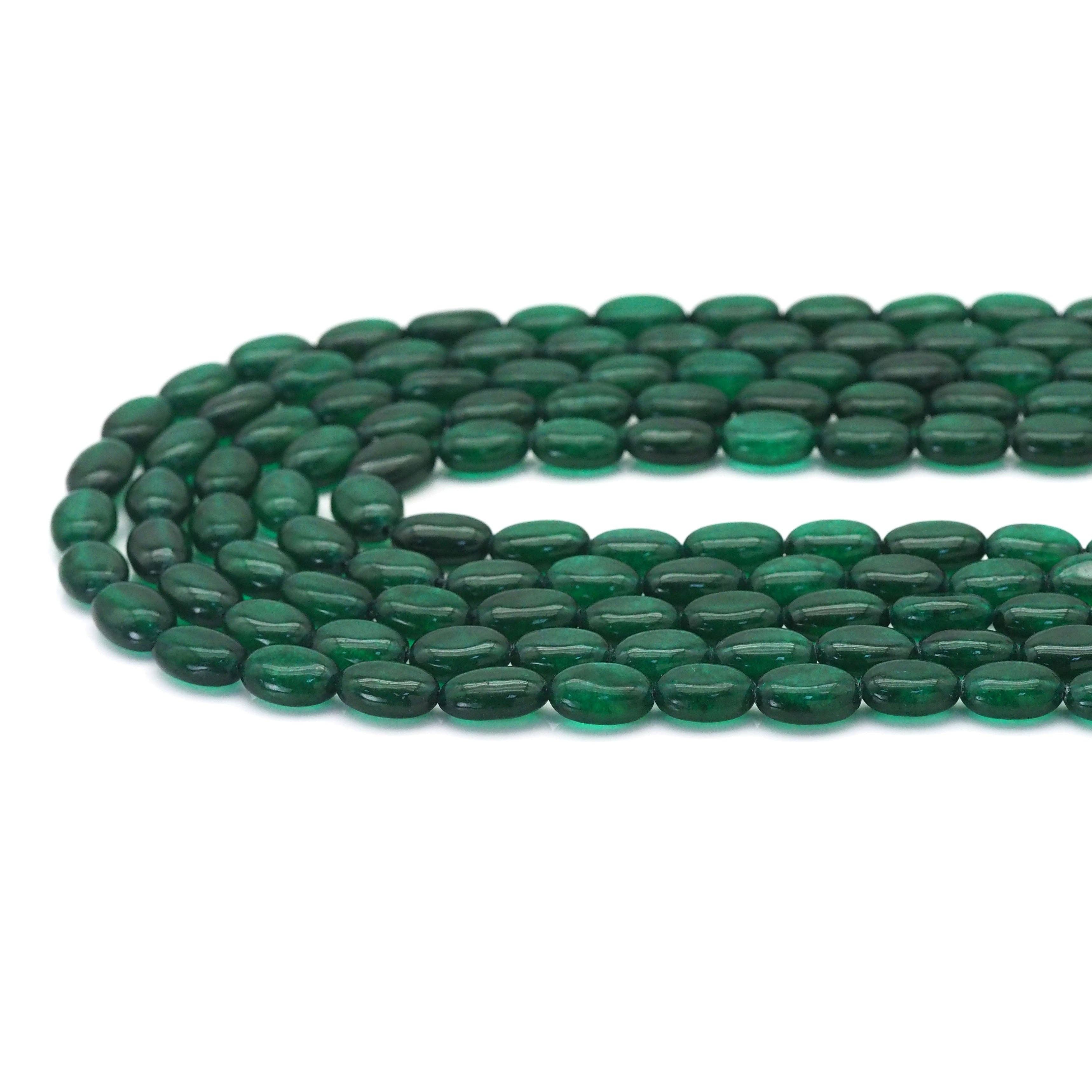 Emerald Jade in Flat Oval Smooth Beads, Sku#U1774