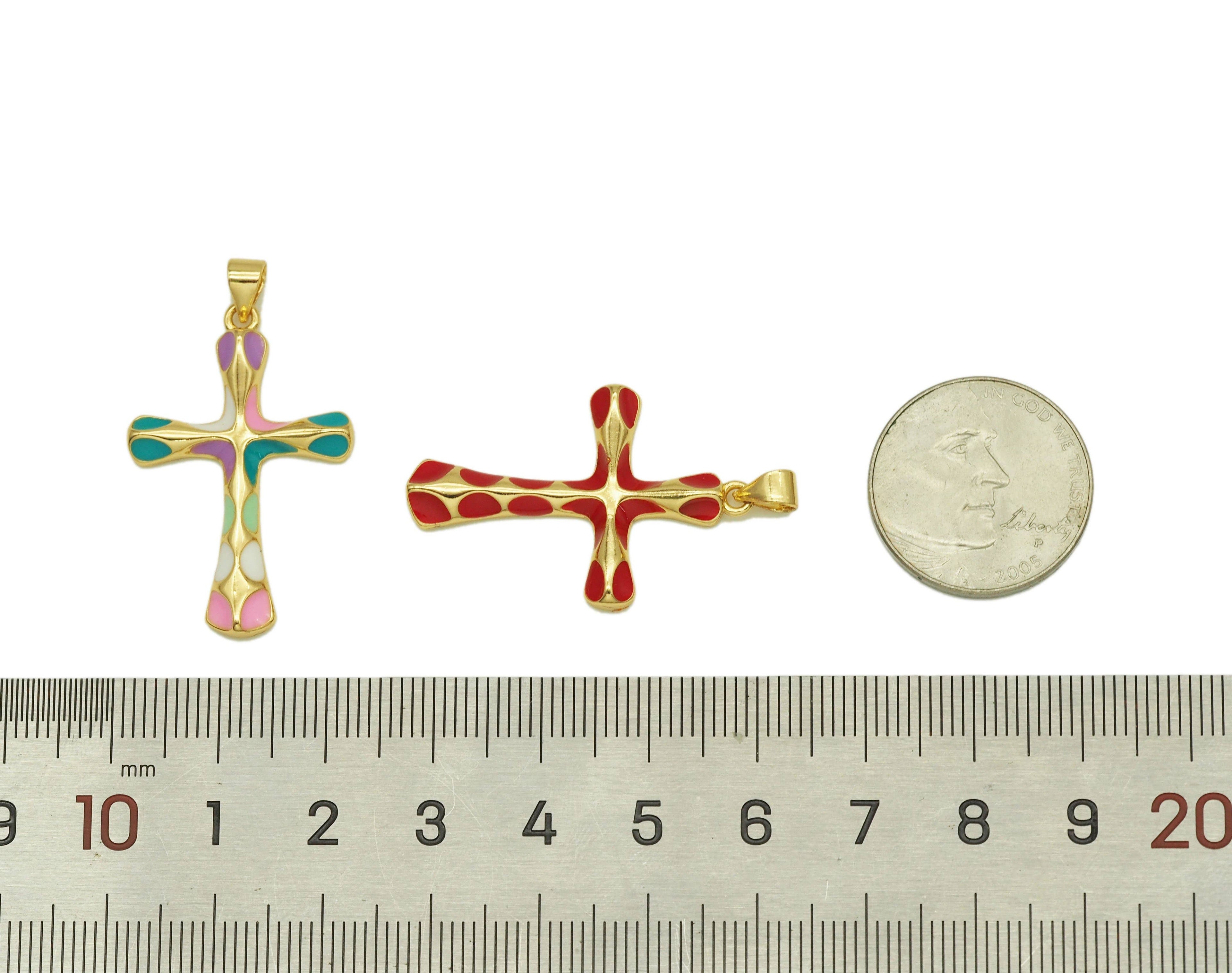 Enamel Cross Pendant, Sku#JL100