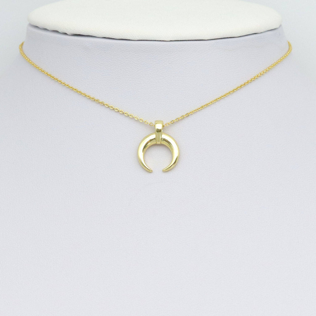 Plain Gold Horn Shape Charm Pendant, Sku#LK1055