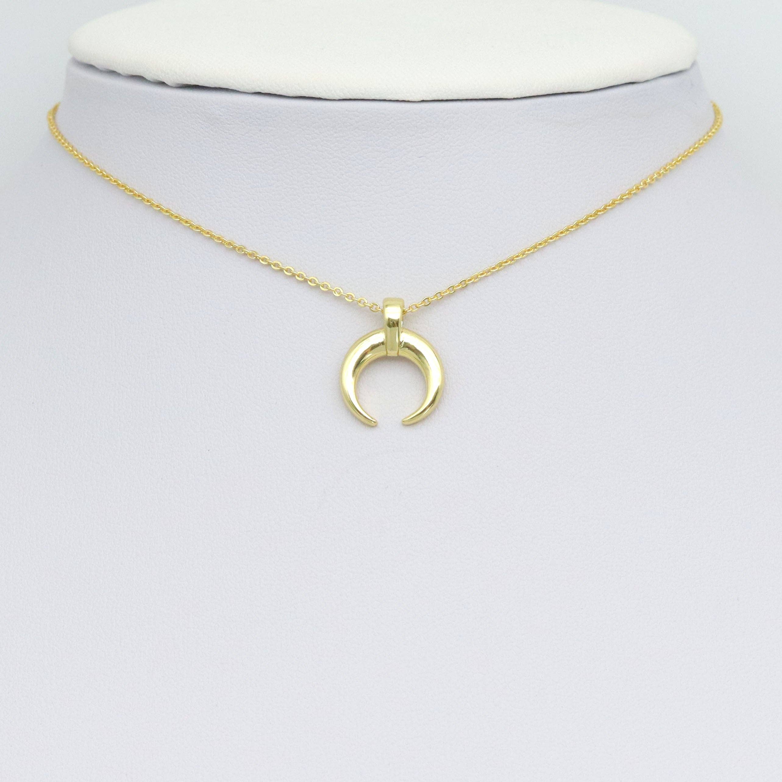 Plain Gold Horn Shape Charm Pendant, Sku#LK1055