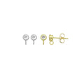 Clear Round CZ Gold  Silver Stud Earrings with loop, Sku#A440