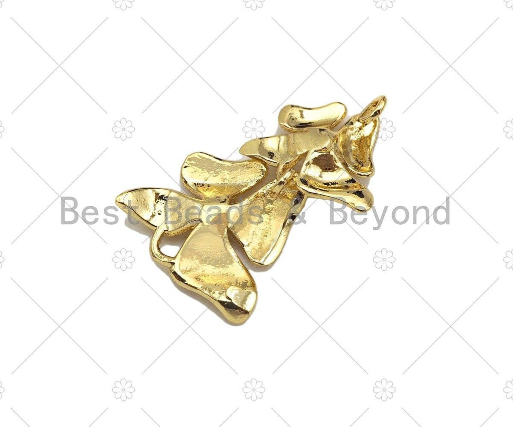 18k Dainty Gold 3D Double Flower Connetor, Dainty Charms, Gold Pendant,Flower Necklace Connector Charms, 15x14mm, Sku#Y377