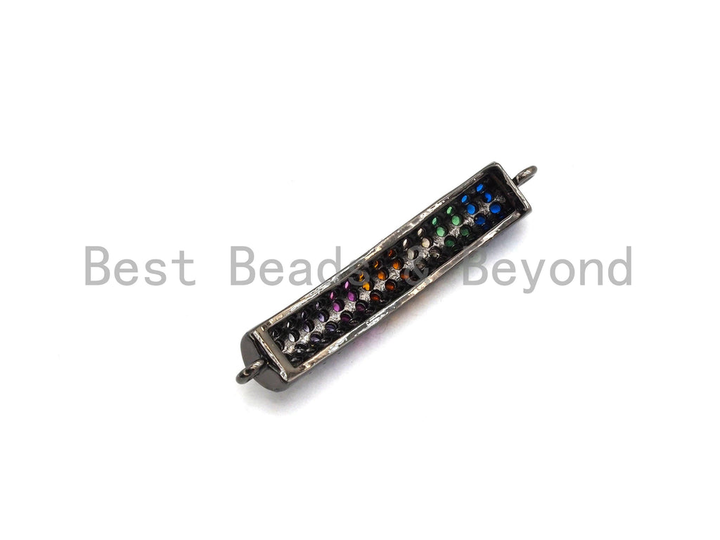 Rainbow CZ Micro Pave Curved Bar Connector for Bracelet, Link Connector, Spacer Connector, 5x30mm/4x40mm,sku#E427C
