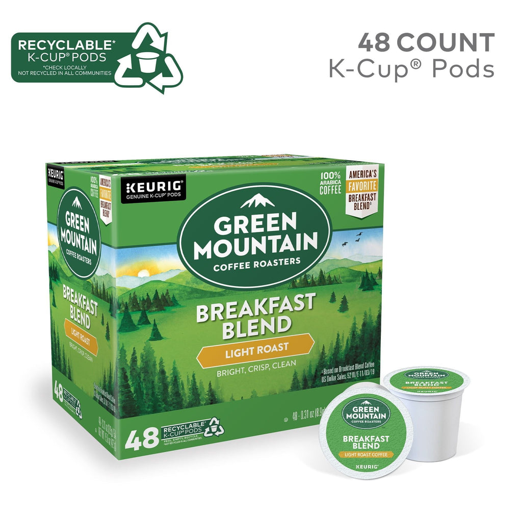 Green Mountain Coffee Roasters, Dosettes de café K-Cup Mélange petit-déjeuner, torréfaction légère, 48 unités