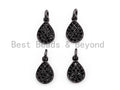 Black CZ Pave On Black Micro Pave Teardrop Charm Beads,8x12mm, sku#F392