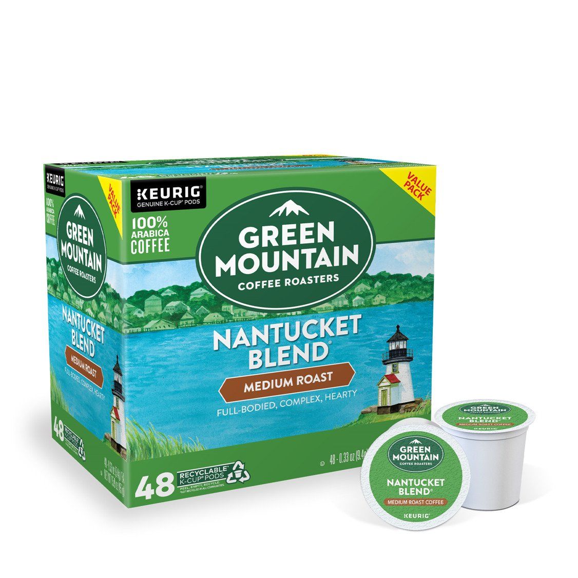 Green Mountain Coffee Roasters Nantucket Blend Dosettes de café K-Cup à usage unique Keurig, café torréfié moyennement, 48 unités