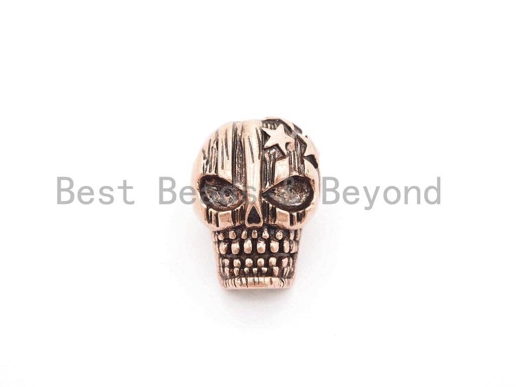 Antique Star On Skull Bead, For 550 Paracord Survival Bracelet, Men's Bracelet Beads, Paracord KeyChain Beads, 15x20x13mm, 1pc, sku#Y128