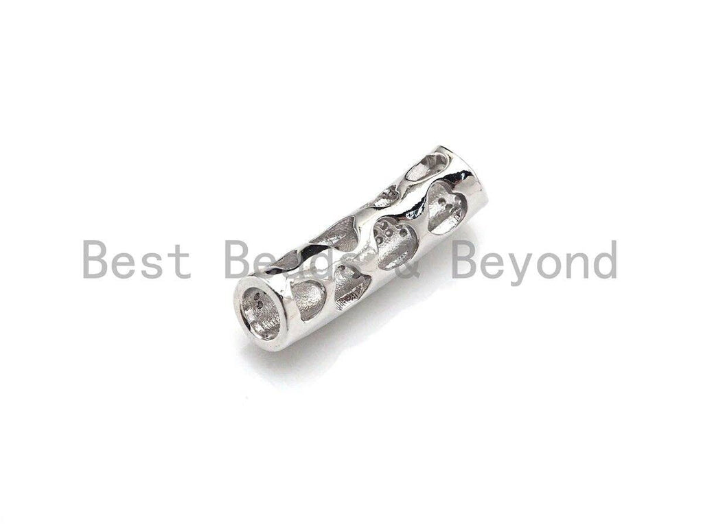 Clear CZ Micro Pave Flower Patten Curved Tube, Flower Cubic Zirconia Spacer Tube for Bracelet, 7x26mm, sku#Z1080