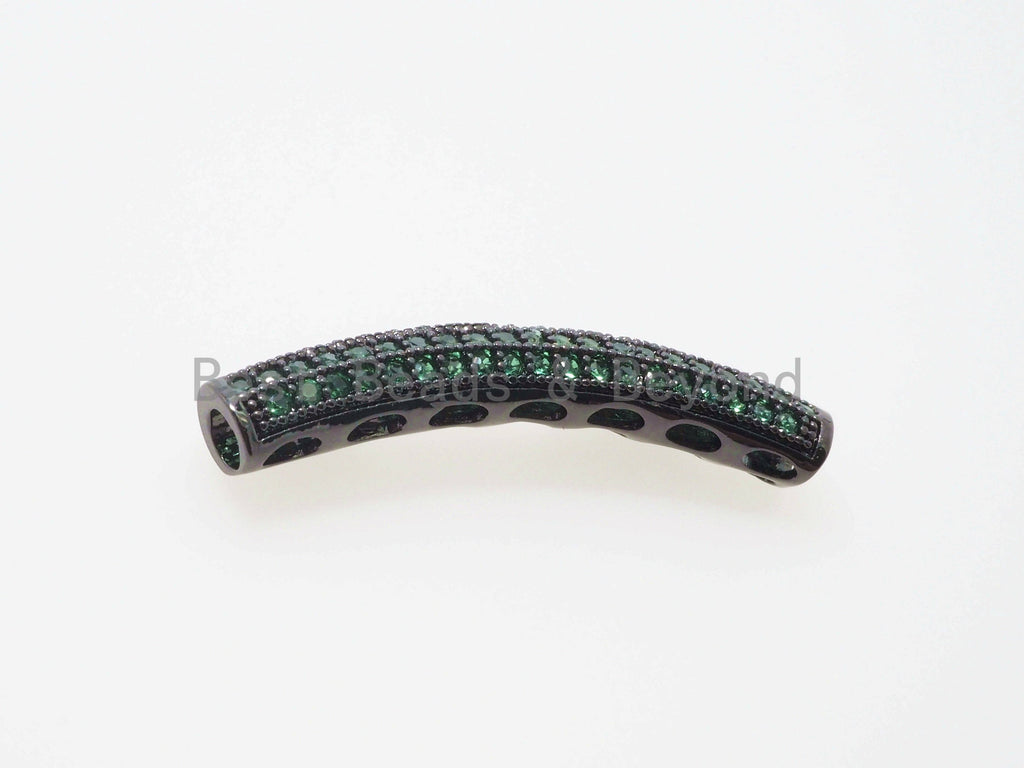 CZ Micro Pave Half Full Curve Tube for Bracelet, Purple/Fuchsia/Green/Bronze/Cobalt/Orange CZ Separator Tube, 32x5mm Tube Beads, sku#G401