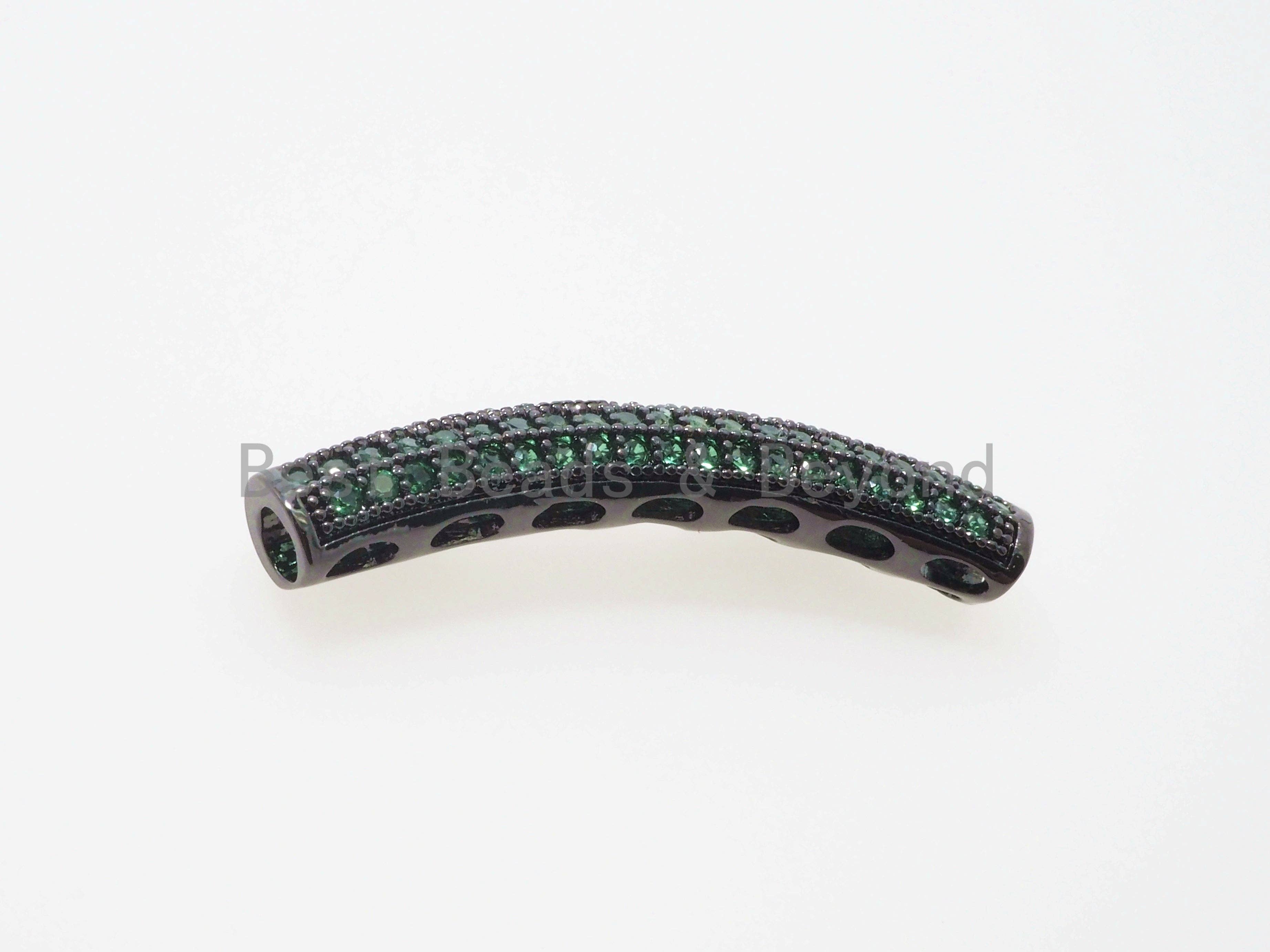 CZ Micro Pave Half Full Curve Tube for Bracelet, Purple/Fuchsia/Green/Bronze/Cobalt/Orange CZ Separator Tube, 32x5mm Tube Beads, sku#G401