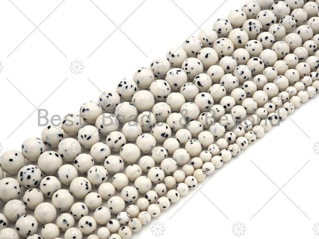 Quality Dalmation Jade Round Smooth Beads, 6mm/8mm/10mm/12mm Round Smooth Beads, White Black Jade,Sku#U1134