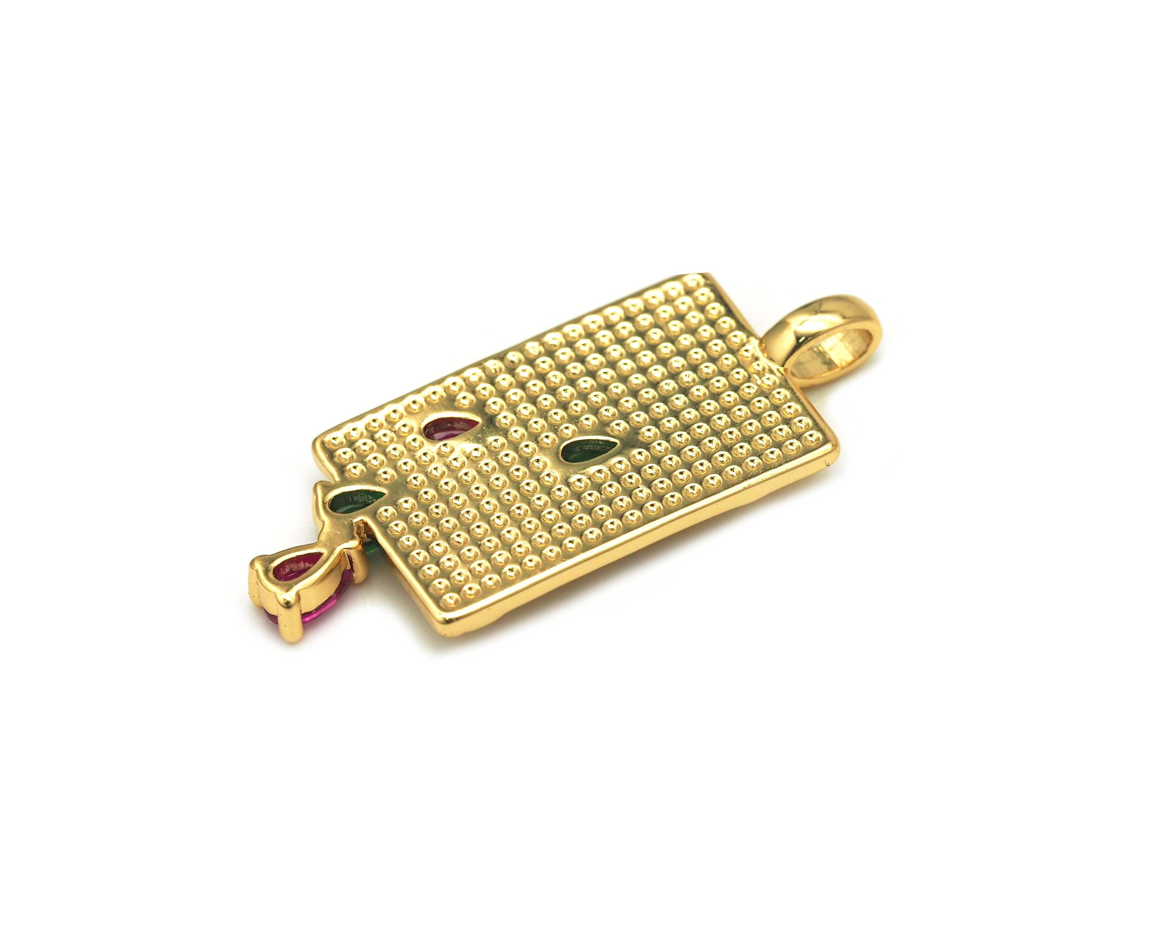 Teardrop CZ Rectangle Charm, Sku#LK585
