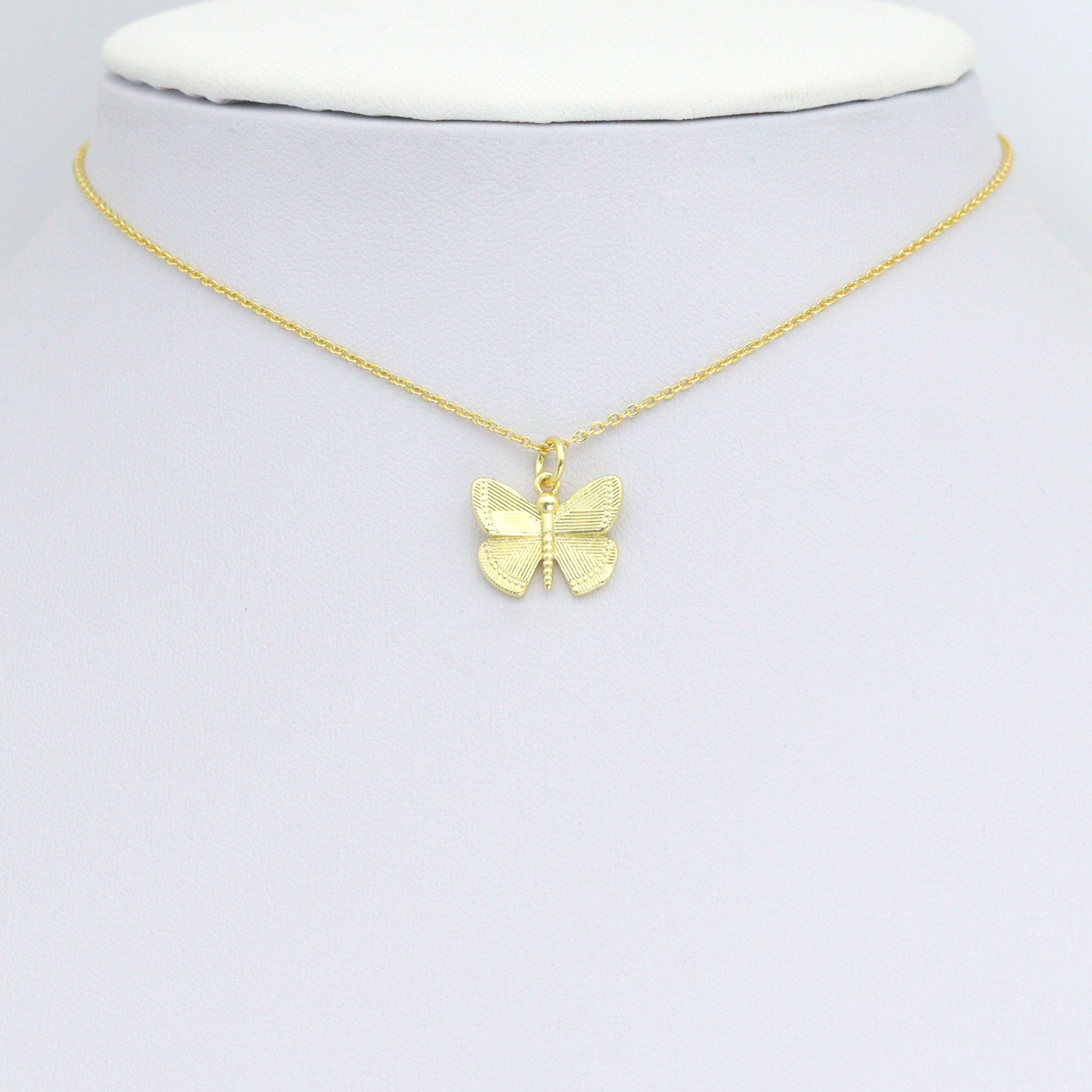 Gold Silver Cute Butterfly Shape Charm Pendant, Sku#A466