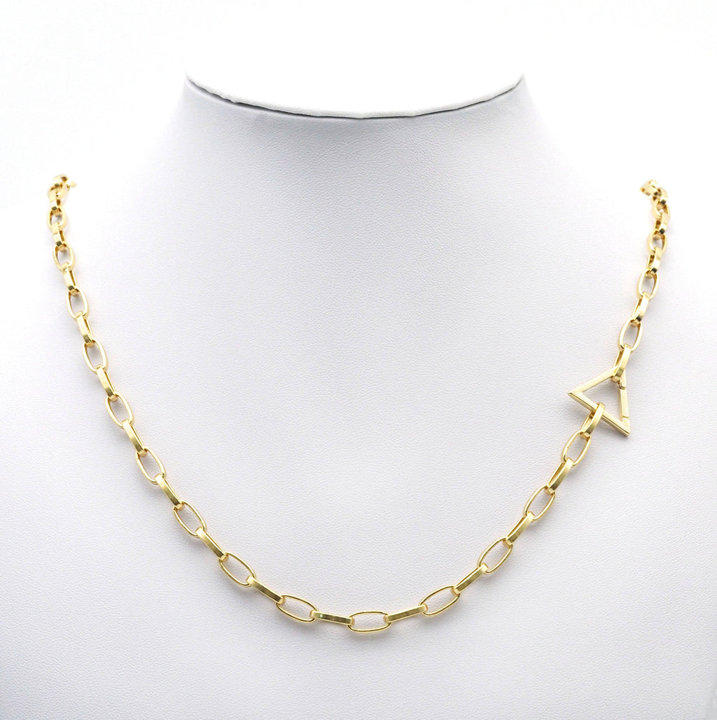 18K Gold Silver Triangle Snap Clip Clasp, Sku#K180