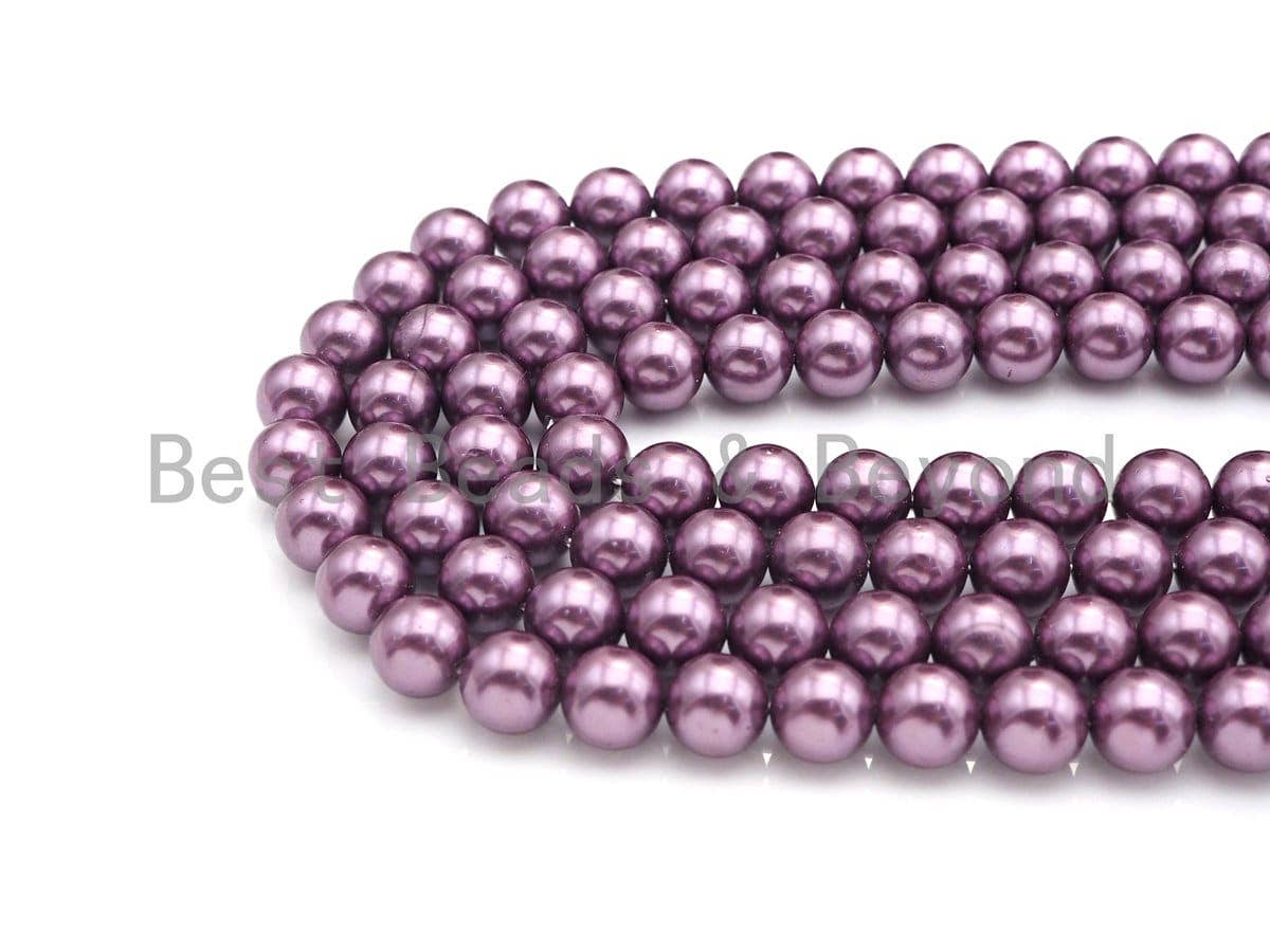 Natural Mother of Pearl Purple Round Smooth beads, 6mm/8mm/10mm/12mm MOP Beads, 15.5inch strand, SKU#T147