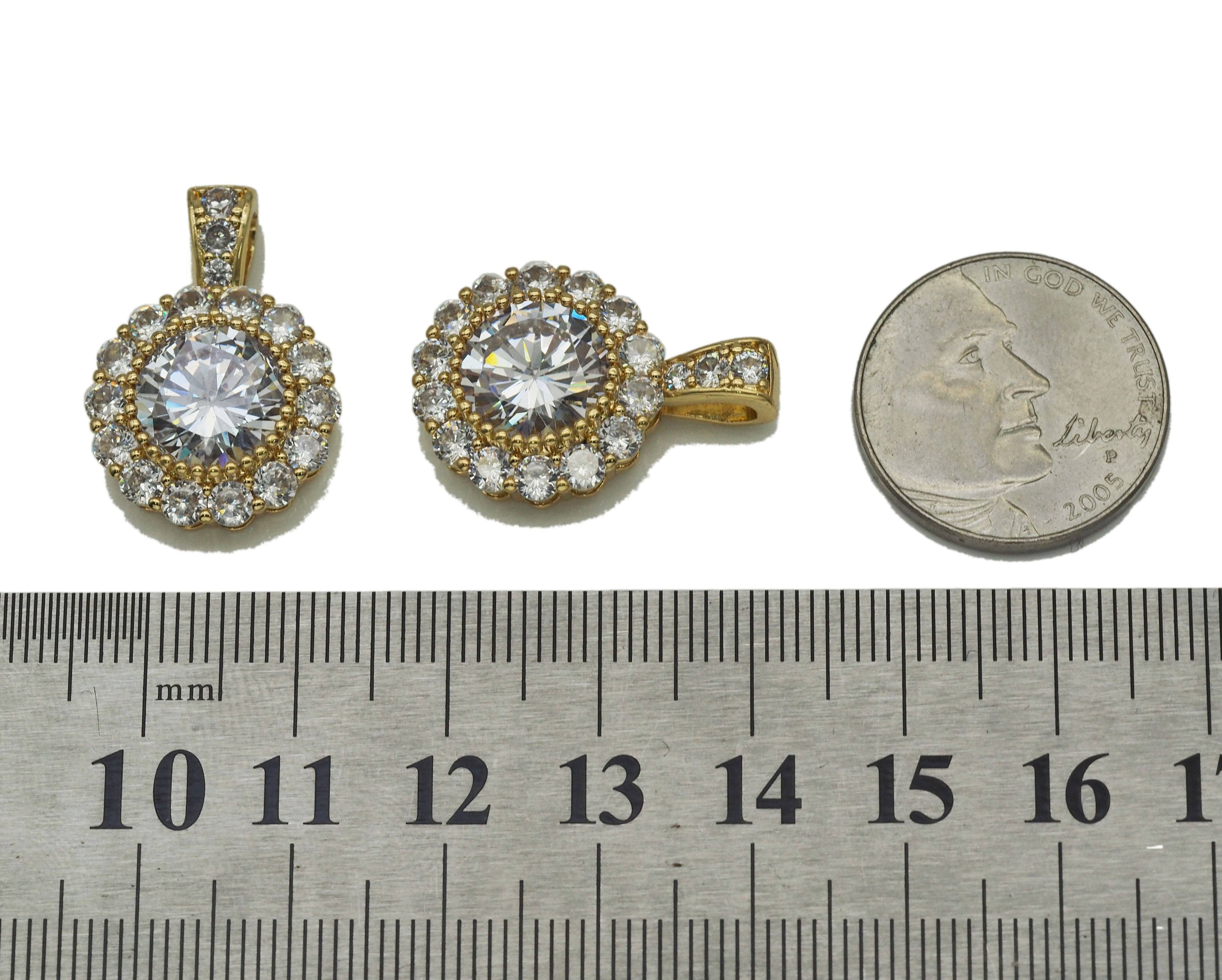 Large Round CZ Flower Charm, Sku#LK664